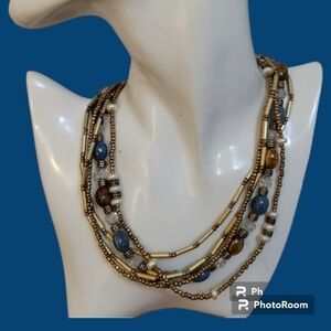 PREMIER DESIGNS Layered Twisted Torsade Ceramic Metal Beaded Necklace